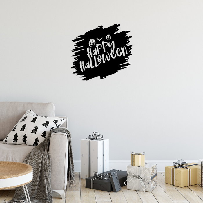 Wallity Happy Halloween - 447 Escultura de Pared de Metal Negra
